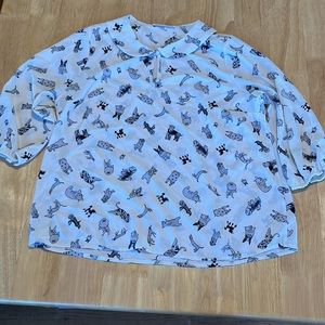 DOGGOS! Doggy design on cute blouse with button at collar